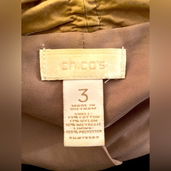 Chico’s shiny crinkle blazer, shimmery  w/ ruched sleeves effect. - Picture 11 of 11